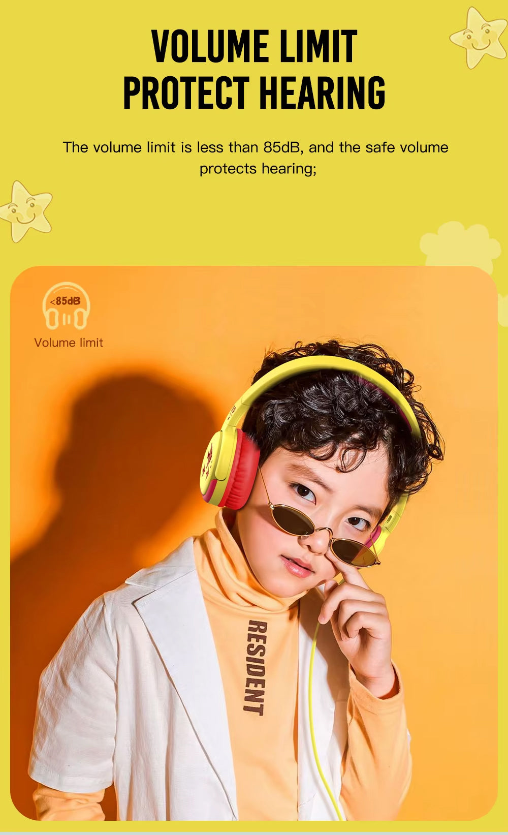 Kopfhörer 3.5mm XO Design EP47 Study Kids, Gelb