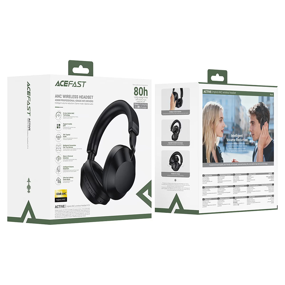 Freisprech-Bluetooth Acefast H14, A2DP, ANC, Schwarz
