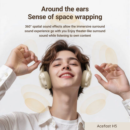 Handsfree Bluetooth Acefast H5, A2DP, ANC, Schwarz