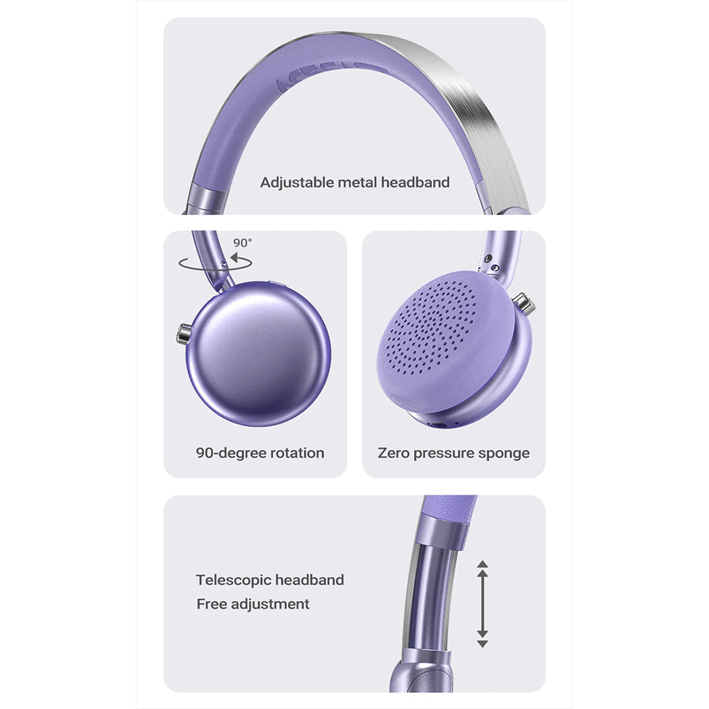 Handsfree Bluetooth Acefast H8, A2DP, ANC, Lila