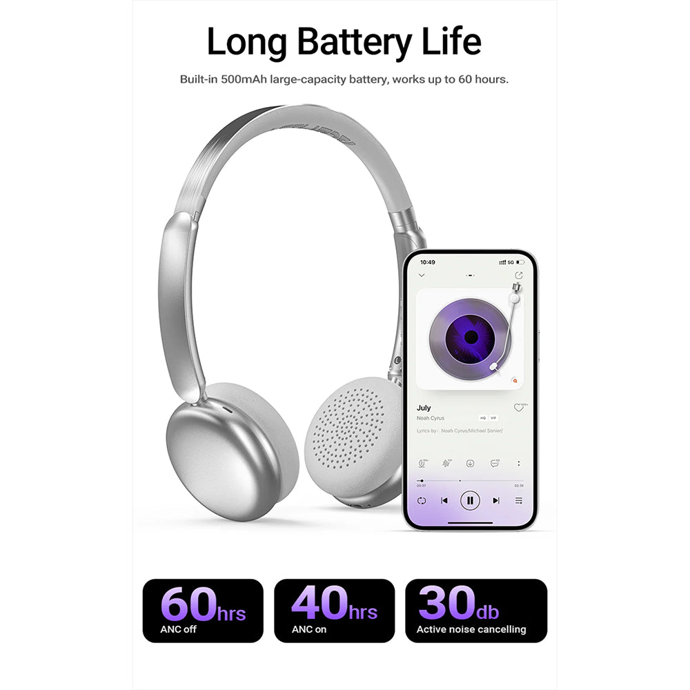 Handsfree Bluetooth Acefast H8, A2DP, ANC, Lila