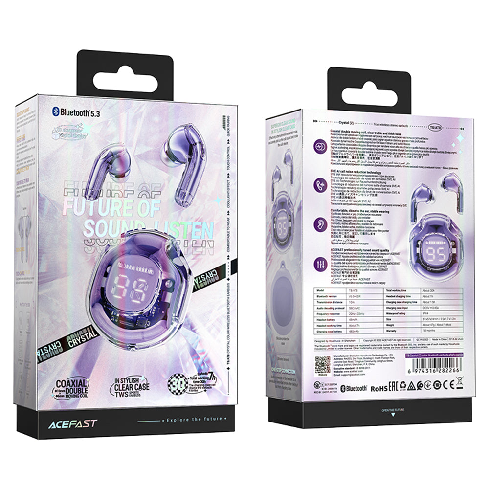 Handsfree Bluetooth Acefast T8, TWS, Lila