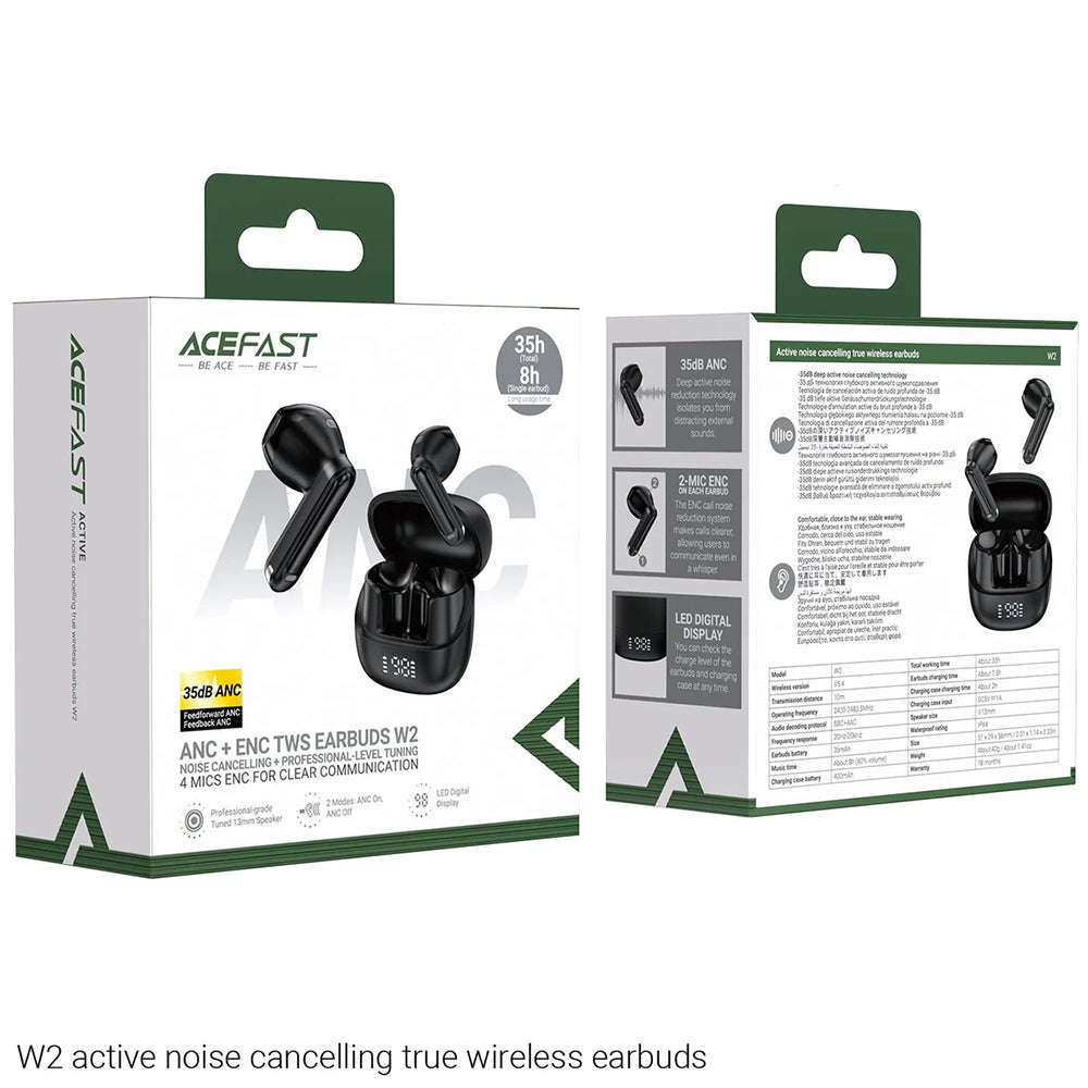 Handsfree Bluetooth Acefast W2, TWS, Schwarz
