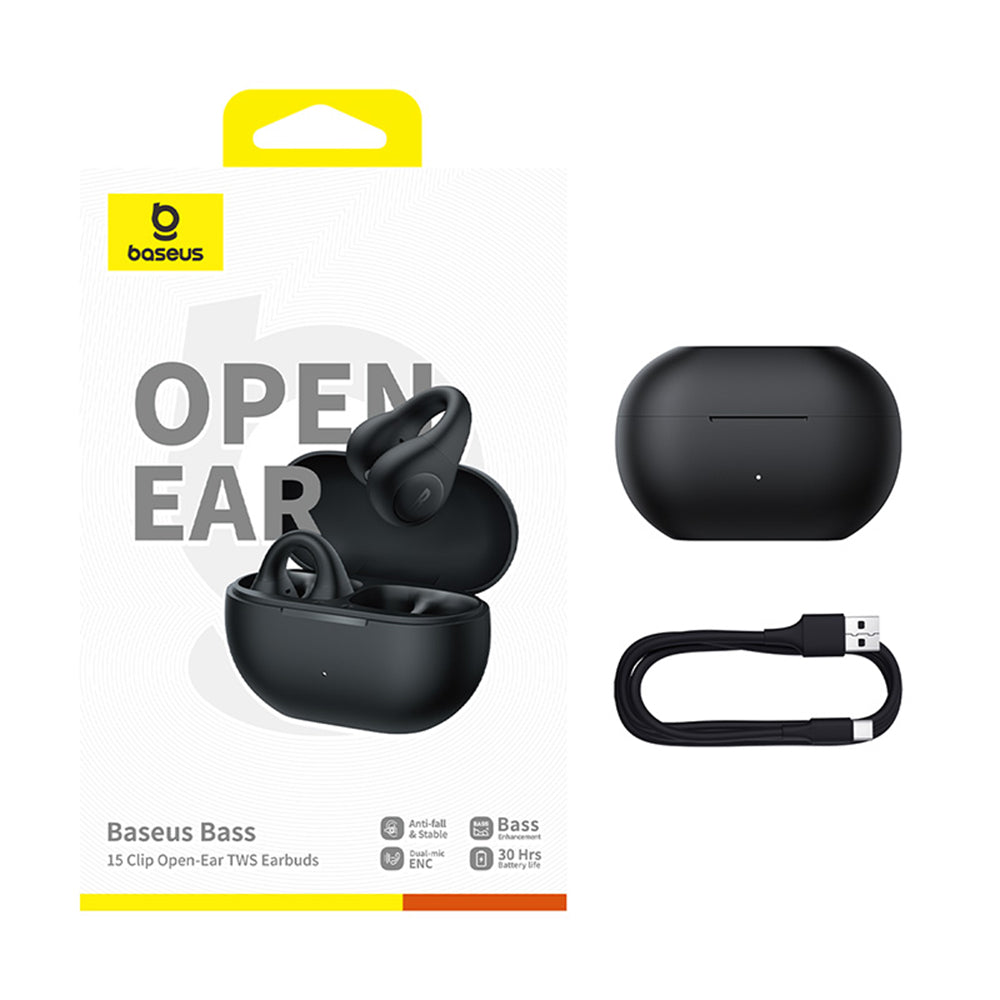 Handsfree Bluetooth Baseus Bass 15 Clip, TWS, Schwarz A00079500113-00