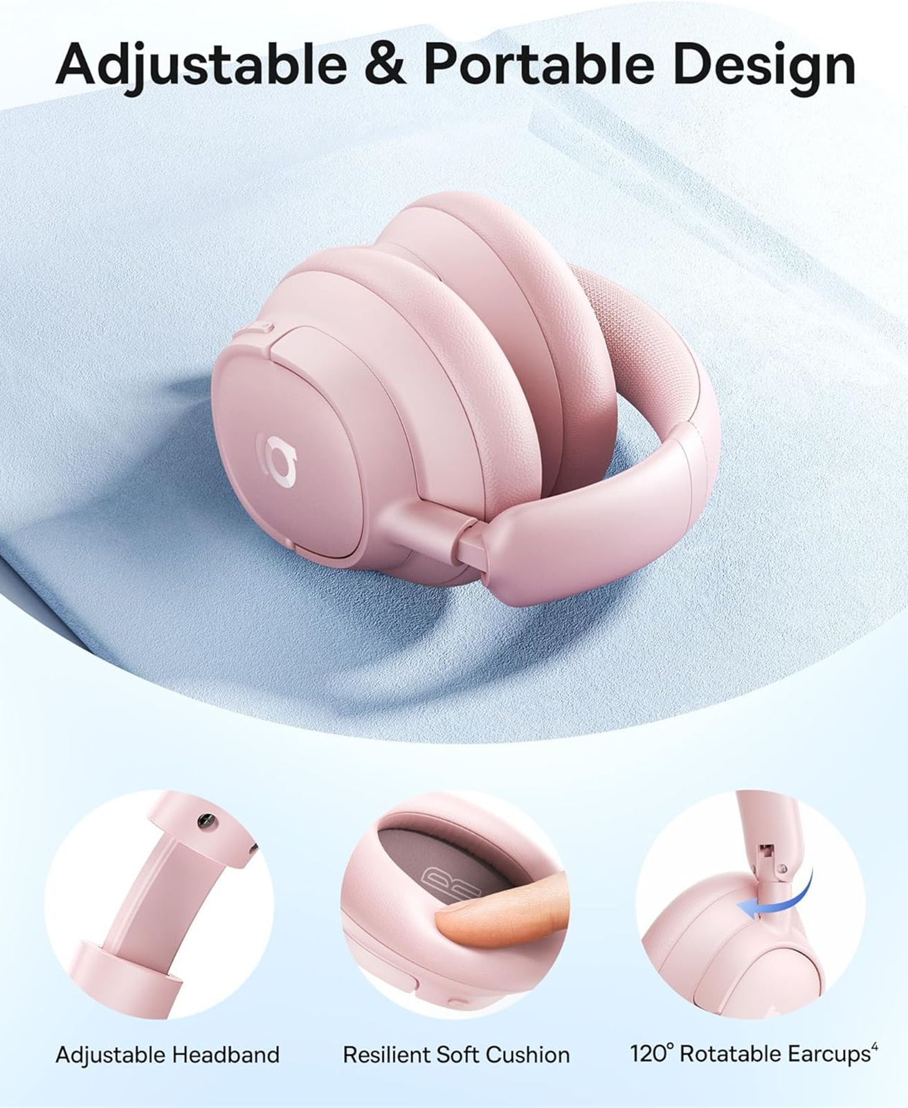 Handsfree Bluetooth Baseus Bass BH1 NC, MultiPoint, A2DP, ANC, Rosa A0203704