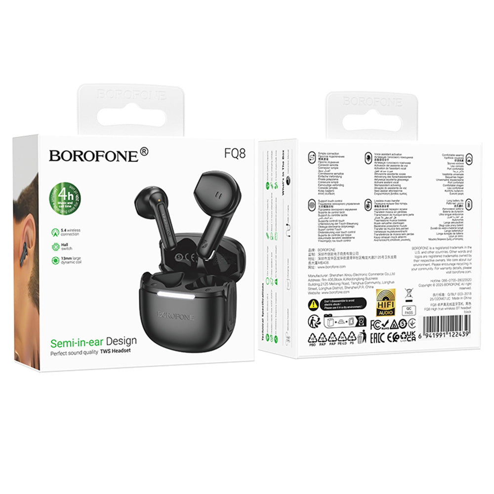 Freisprecheinrichtung Bluetooth Borofone FQ8 High, TWS, Schwarz