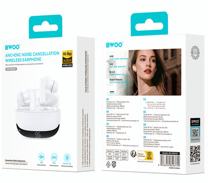 Bluetooth-Headset BWOO BW40, TWS, ANC, Weiß
