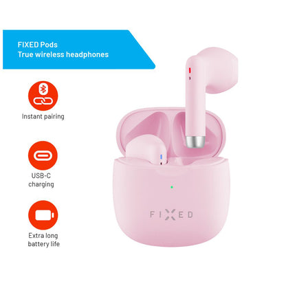 Handsfree Bluetooth Fixed, TWS, Rosa