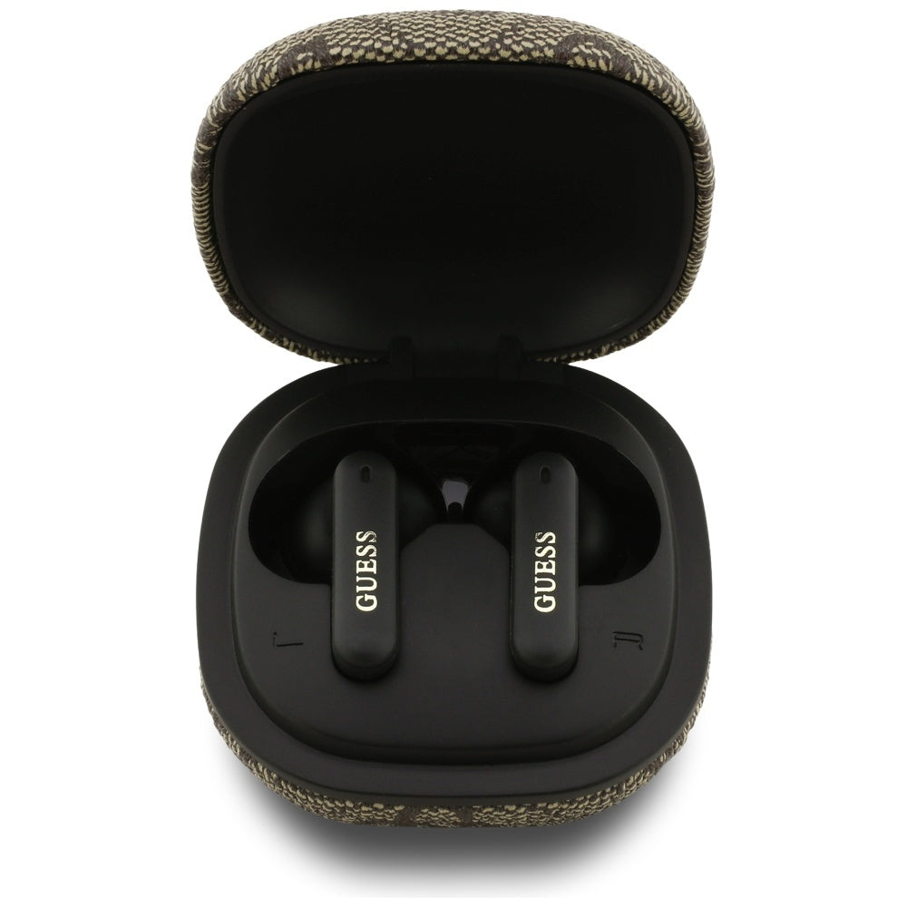 Handsfree Bluetooth Guess 4G Classic Metal Logo, TWS, Braun