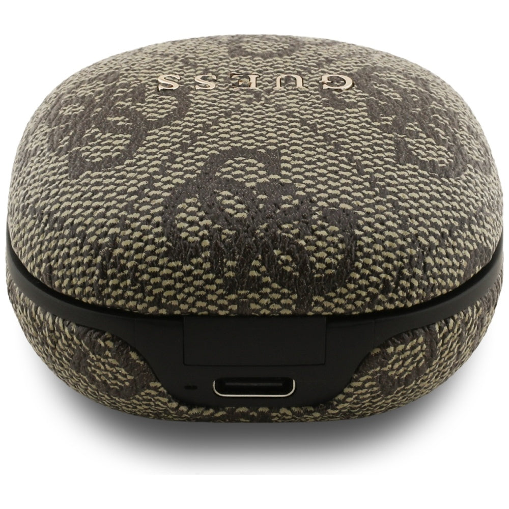 Handsfree Bluetooth Guess 4G Classic Metal Logo, TWS, Braun