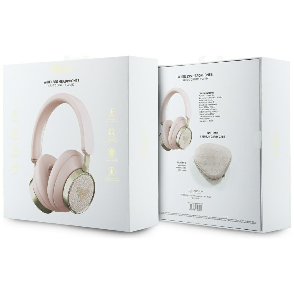 Bluetooth-Freisprecheinrichtung Guess 4G Gold Triangle Logo, A2DP, Rosa