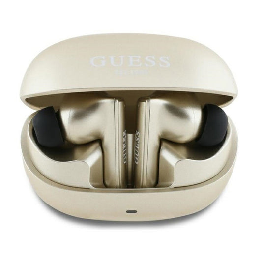 Handsfree Bluetooth Guess Capsule mit bedrucktem Logo, TWS, ANC, Gold