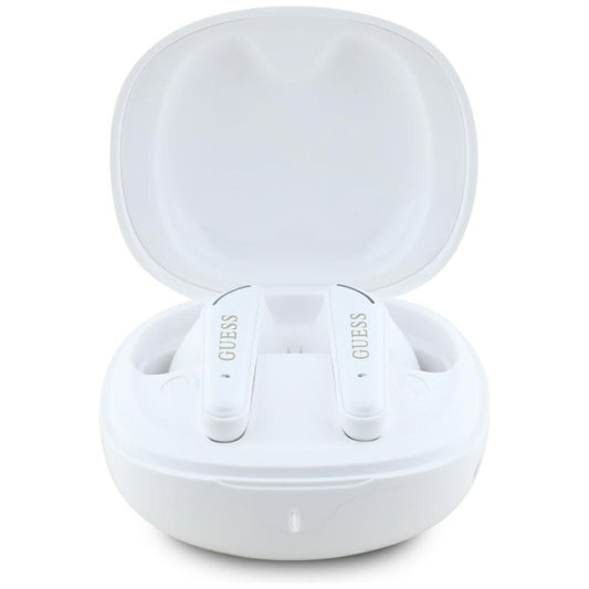 Handsfree Bluetooth Guess Flat Classic Logo Electroplated, TWS, Weiß