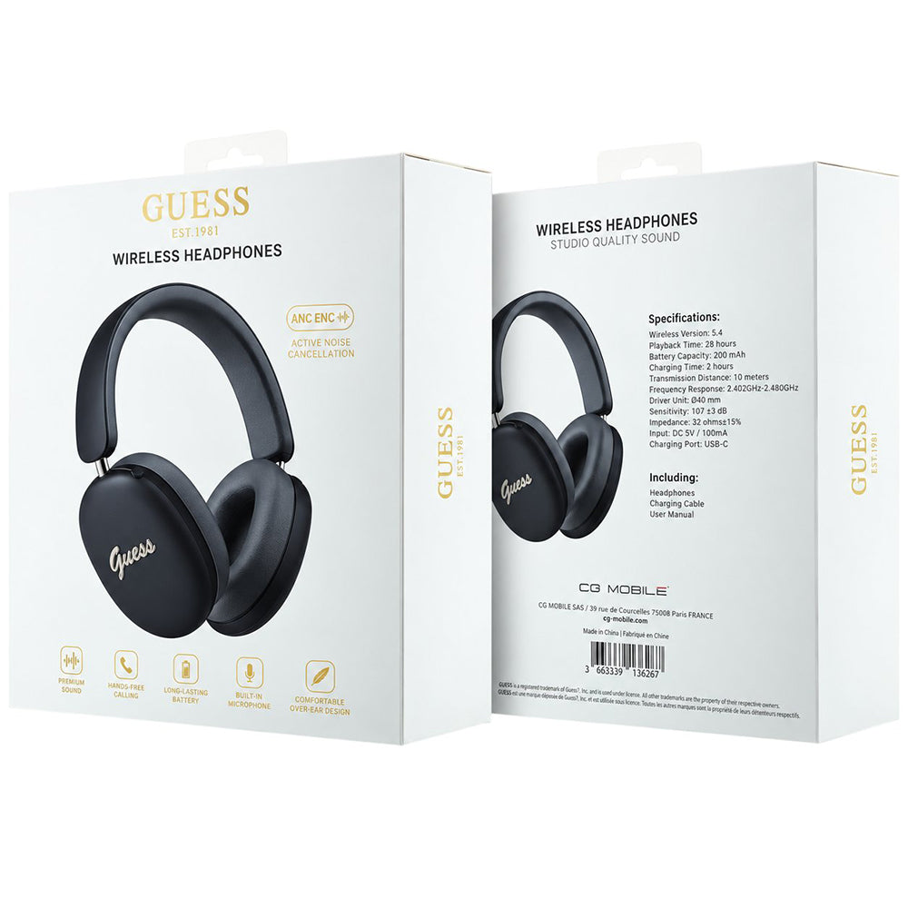 Bluetooth-Freisprecheinrichtung Guess Metal Script Logo, A2DP, Schwarz