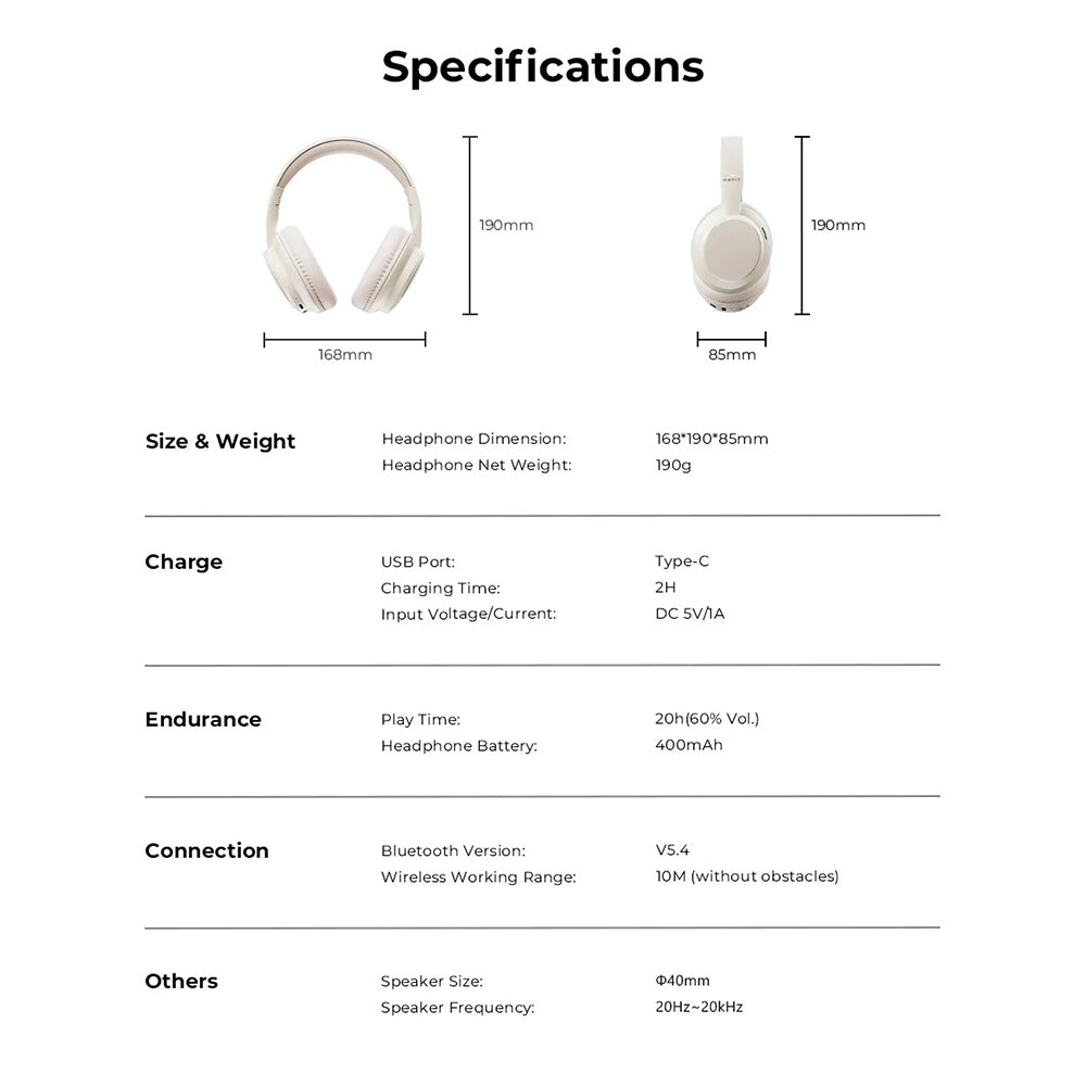 Handsfree Bluetooth HAVIT H619BT, A2DP, Weiß