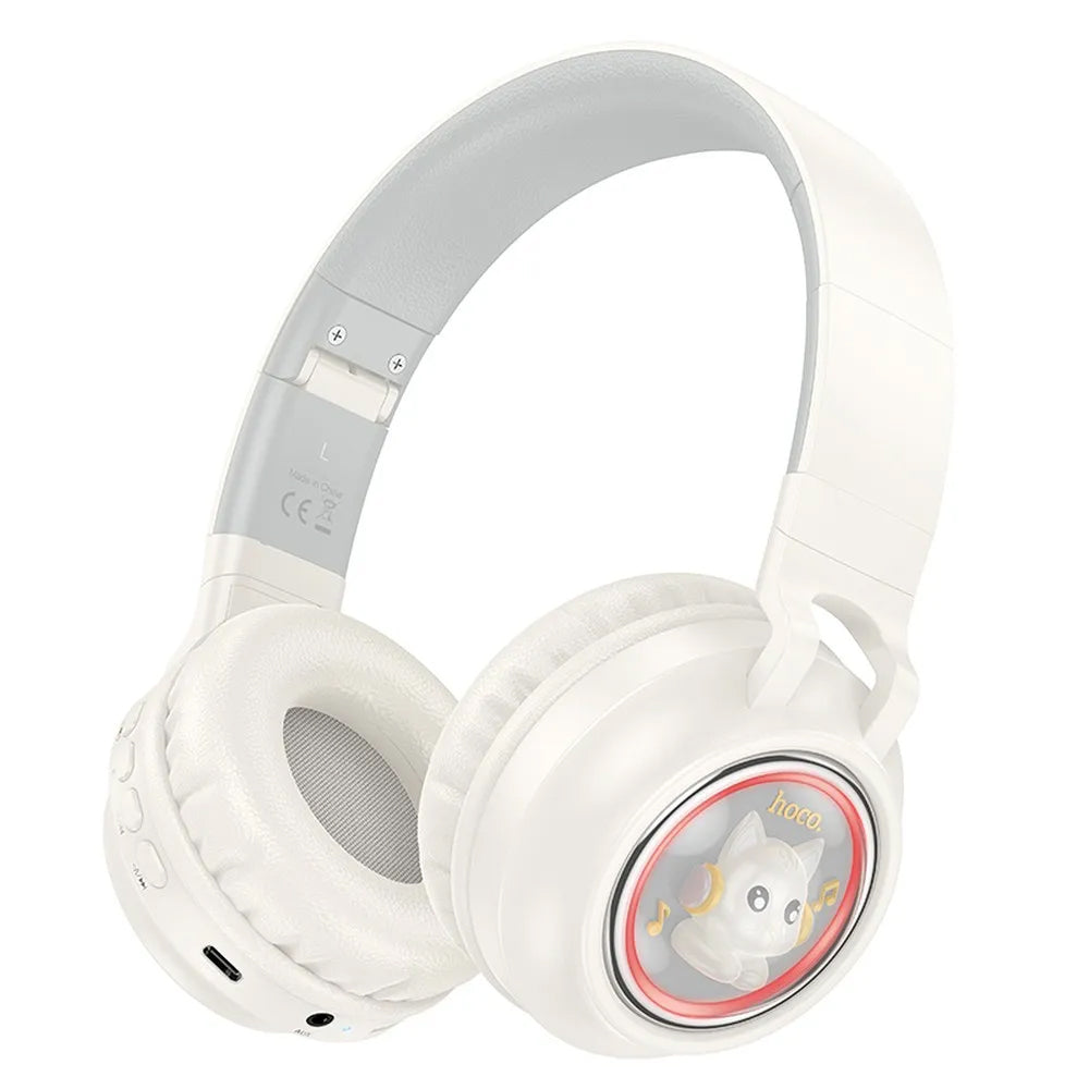 Handsfree Bluetooth HOCO W50 Kids Cute Cat, A2DP, Weiß