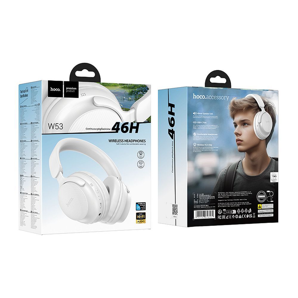 Handsfree Bluetooth HOCO W53, A2DP, Weiß