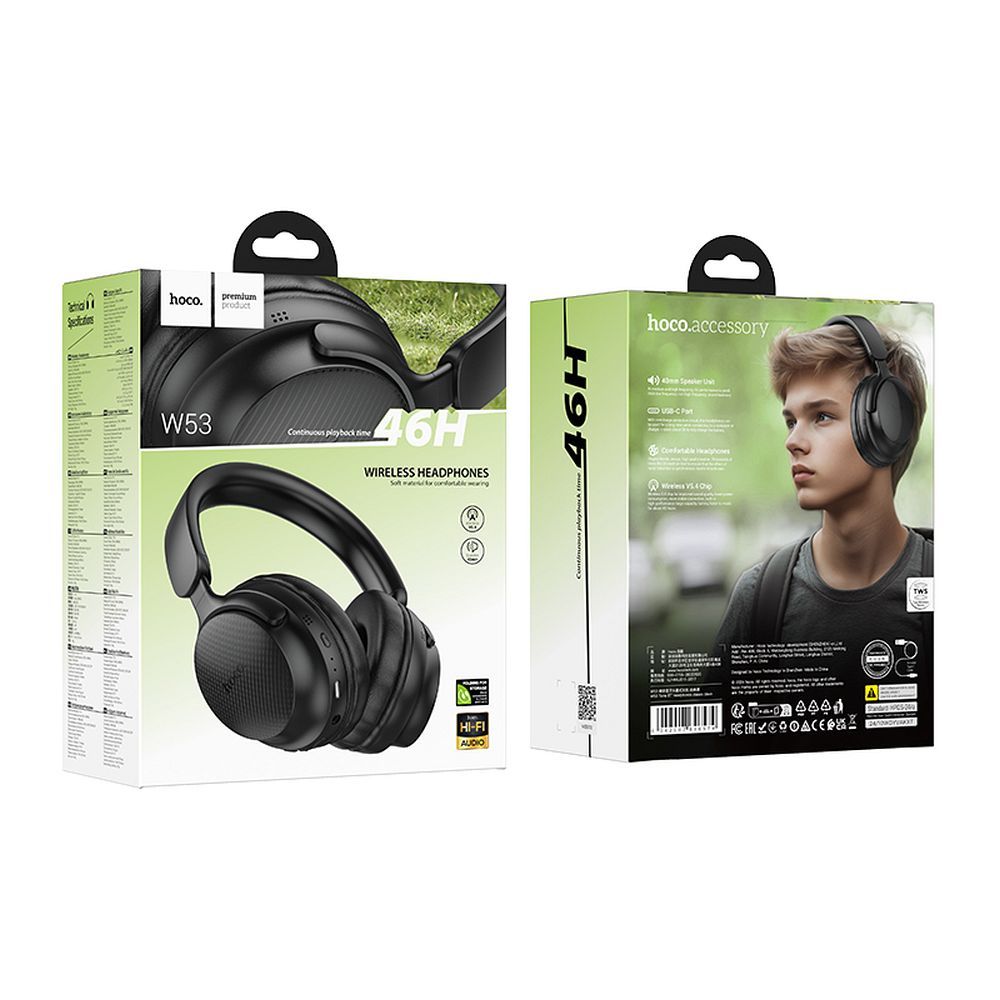 Handsfree Bluetooth HOCO W53, A2DP, Schwarz