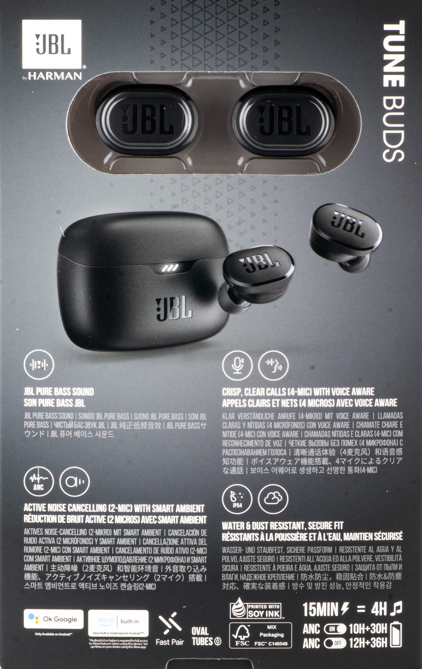 Handsfree Bluetooth JBL Tune Buds, TWS, ANC, Multipoint, Schwarz JBLTBUDSBLK