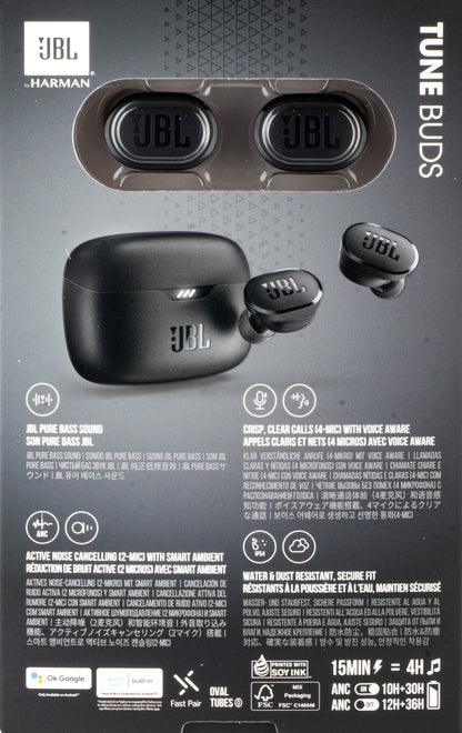 Handsfree Bluetooth JBL Tune Buds, TWS, ANC, Multipoint, Schwarz JBLTBUDSBLK