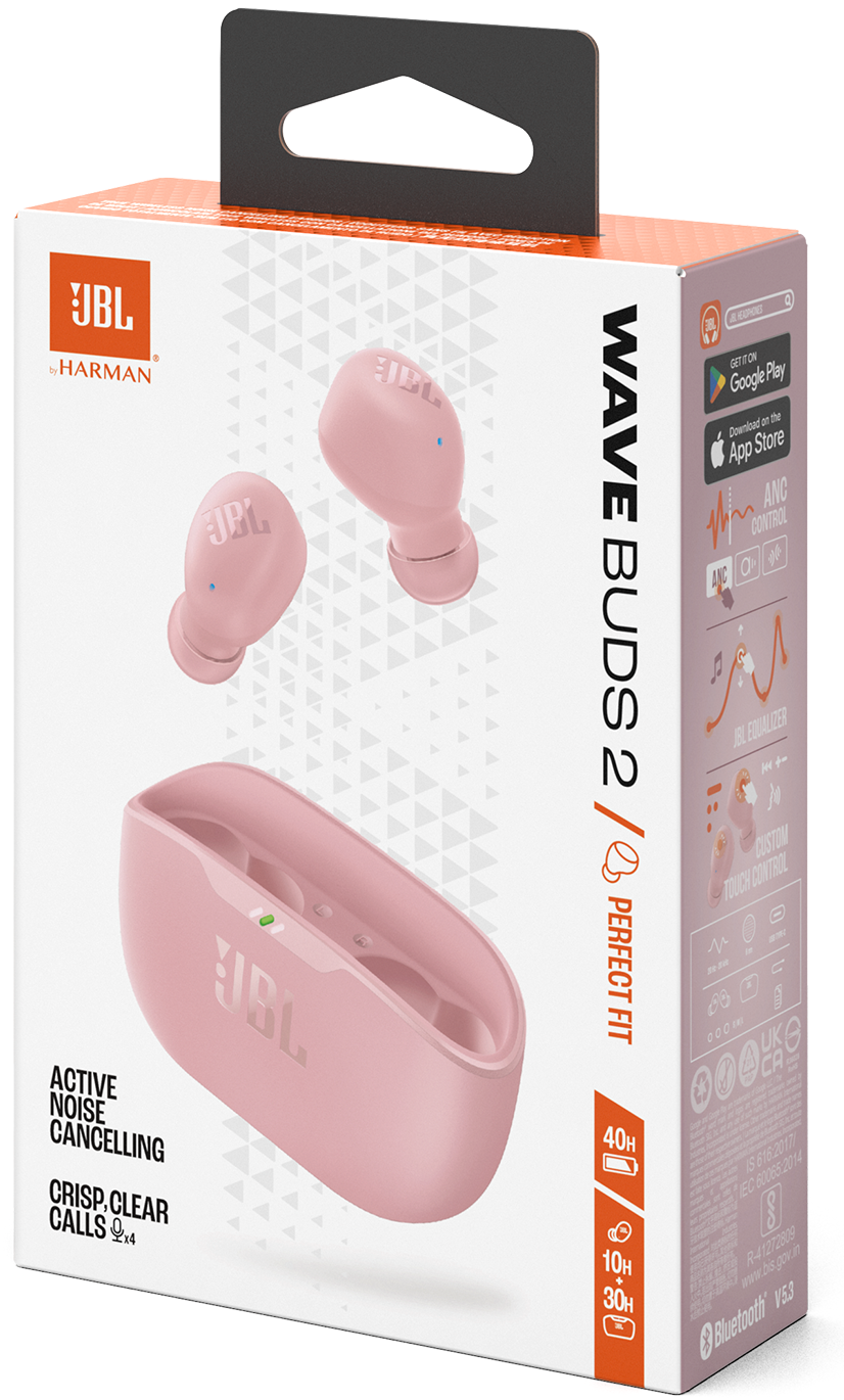 Bluetooth-Freisprecheinrichtung JBL Wave Buds 2, TWS, ANC, MultiPoint, Rosa JBLWBUDS2PIK