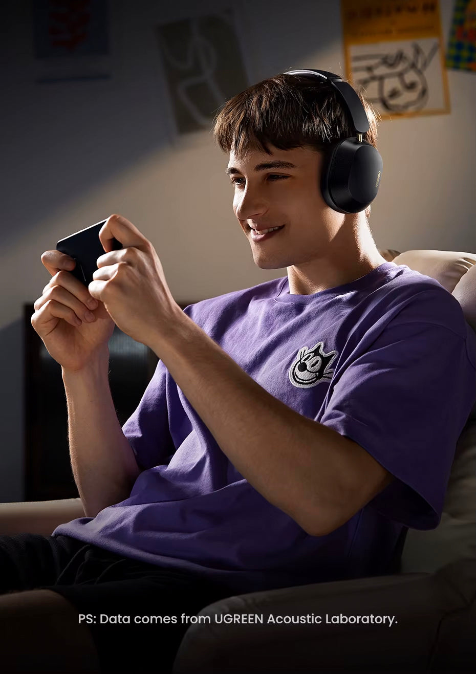 Handsfree Bluetooth UGREEN HP203, A2DP, ANC, Schwarz