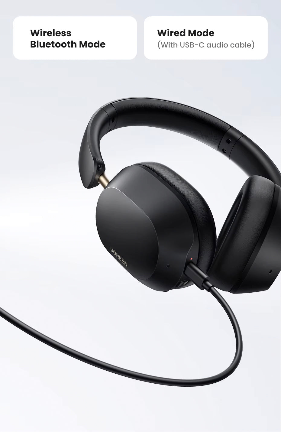 Handsfree Bluetooth UGREEN HP203, A2DP, ANC, Schwarz