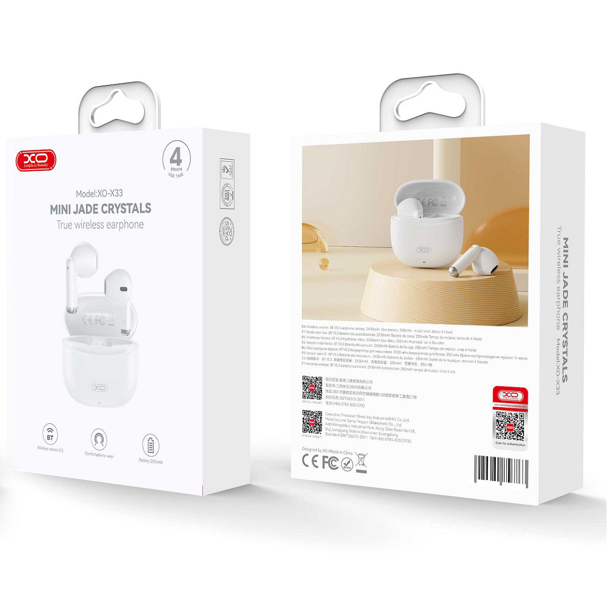 Handsfree Bluetooth XO Design X33, TWS, Weiß