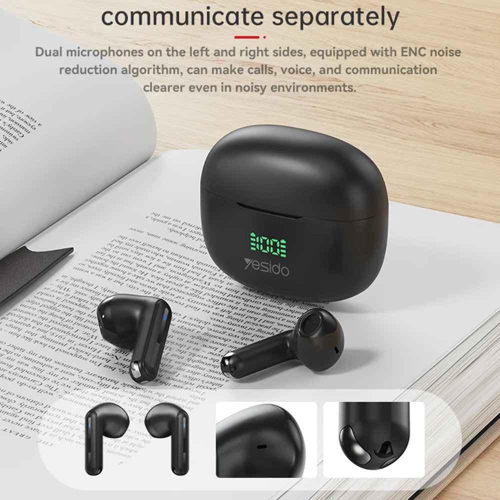 Handsfree Bluetooth Yesido TWS19, TWS, Schwarz