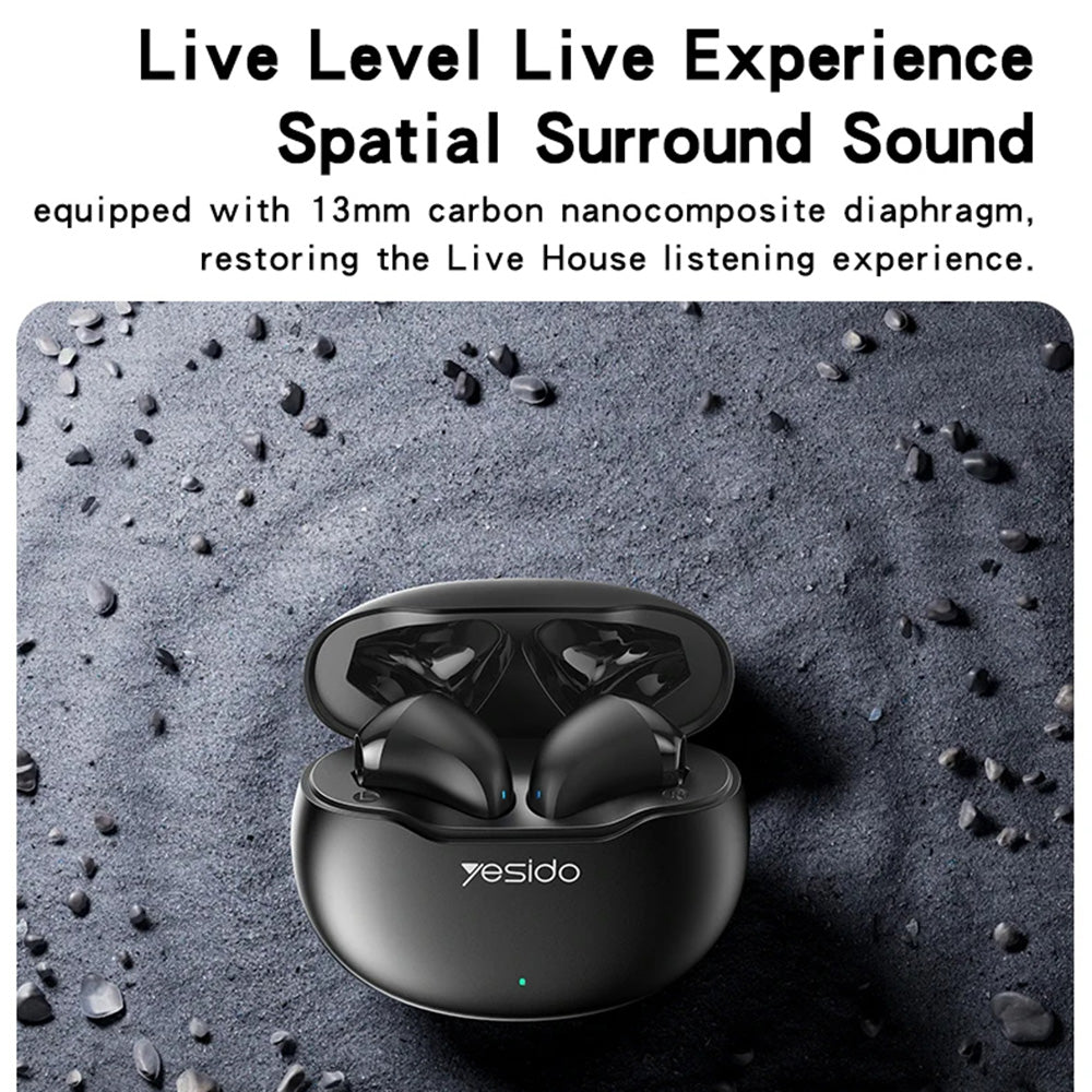 Bluetooth-Freisprecheinrichtung Yesido TWS21, TWS, Schwarz