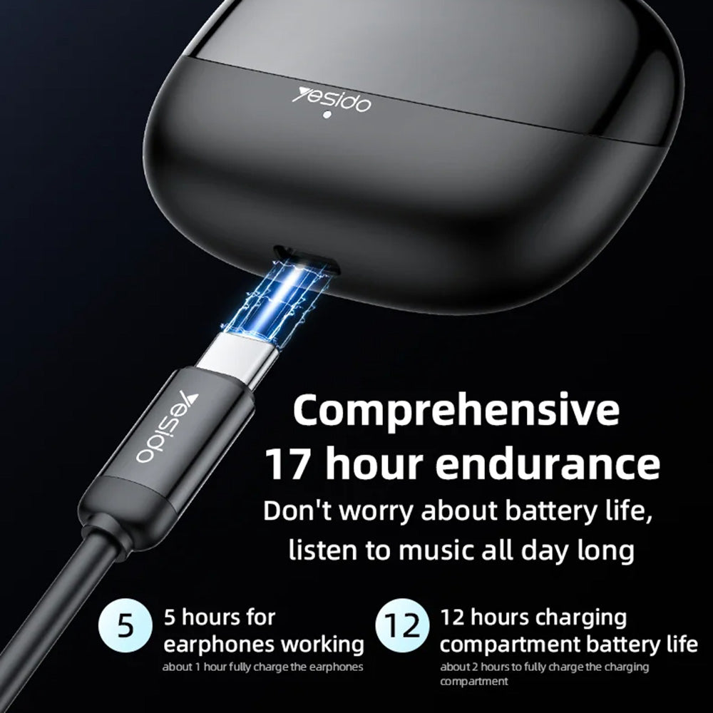 Bluetooth-Freisprecheinrichtung Yesido TWS26, TWS, Schwarz