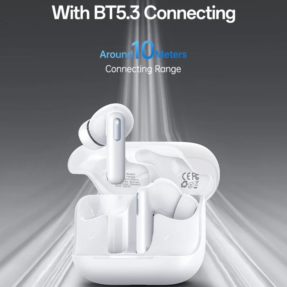 Handsfree Bluetooth Yesido TWS34, TWS, ANC, Weiß