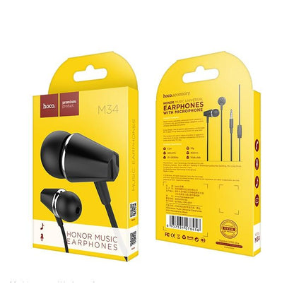 Handsfree 3.5mm HOCO M34 Honor Music, Schwarz