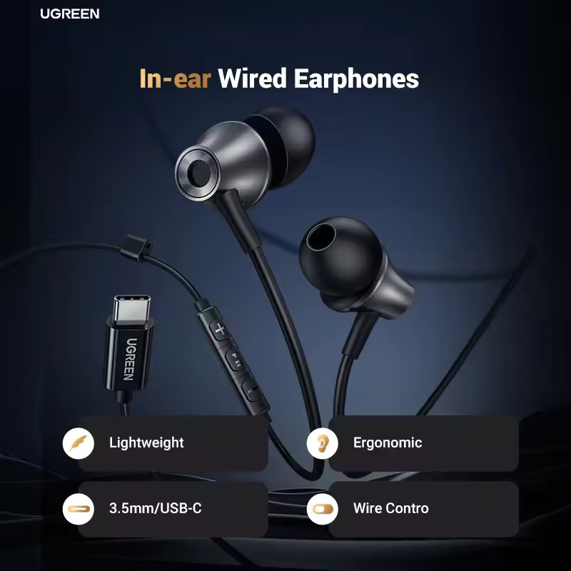 Handsfree USB-C UGREEN EP105, Schwarz