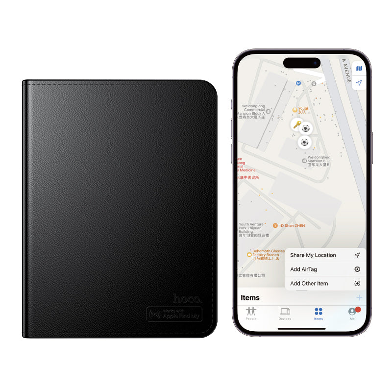 HOCO SmartTag Passport E91G für iOS Series, Schwarz