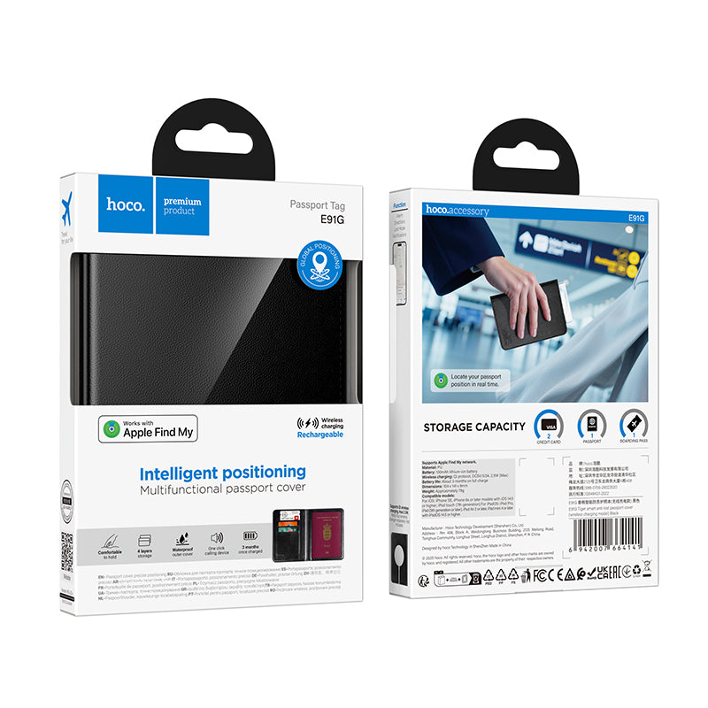 HOCO SmartTag Passport E91G für iOS Series, Schwarz