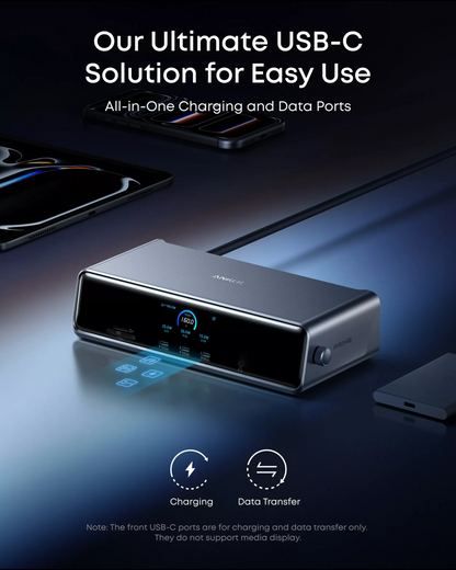 Multifunktionaler Hub Anker Prime, 3 x USB-A - 4 x USB-C - 1 x Display Port - 2 x HDMI - 1 x 3,5 mm Klinke - 1 x RJ45 - 1 x SD - 1 x microSD, Grau A83B33A1