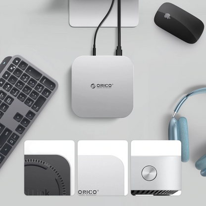 Multifunktionaler Hub Orico MiniLink M49P für Apple Mac Mini M4, 9in1, Silber