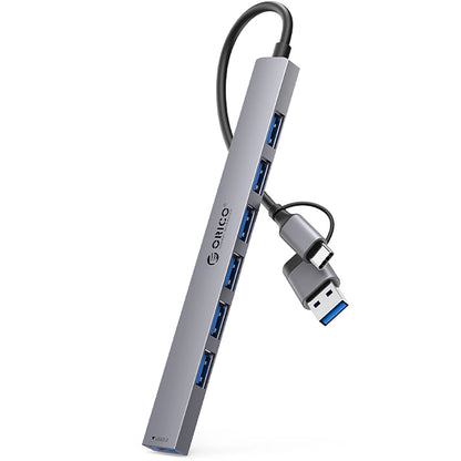 USB-Hub / USB-C Orico YSA2-U3, 1 x USB-A 3.0 - 6 x USB-A, Grau