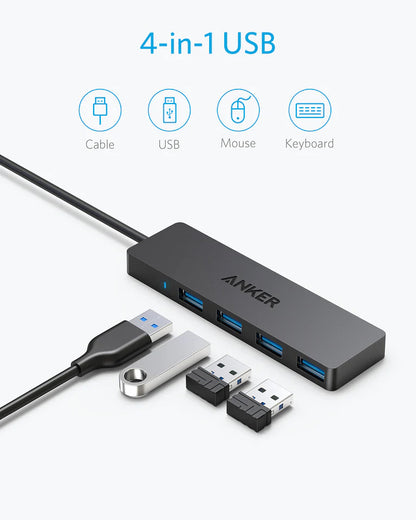 Anker USB-Hub, 4 x USB-A 3.0, Schwarz A7516016