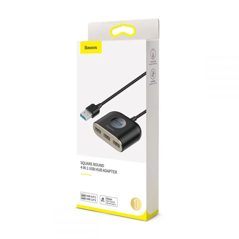USB-Hub Baseus Square, 1 x USB-A 3.0 - 3 x USB-A, Schwarz CAHUB-AY01