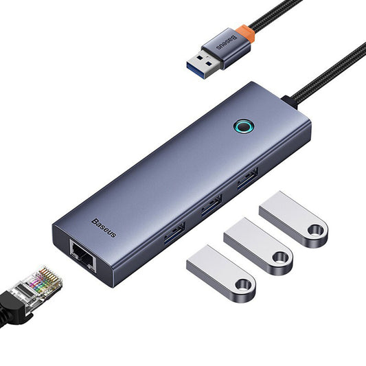 Hub USB Baseus UltraJoy, 3 x USB-A 3.0 - 1 x RJ45, Grau B0005280A813-01