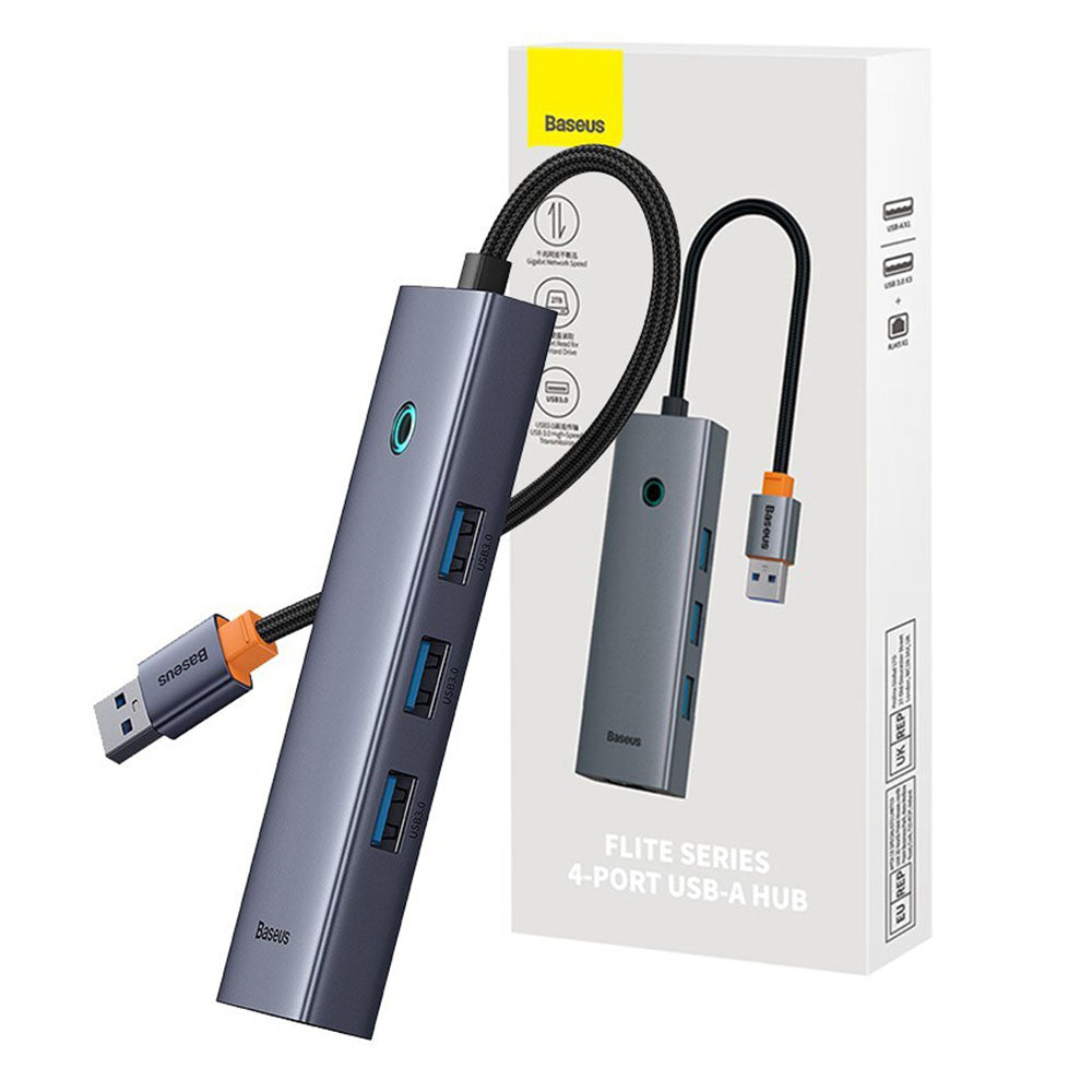 Hub USB Baseus UltraJoy, 3 x USB-A 3.0 - 1 x RJ45, Grau B0005280A813-01