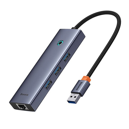 Hub USB Baseus UltraJoy, 3 x USB-A 3.0 - 1 x RJ45, Grau B0005280A813-01