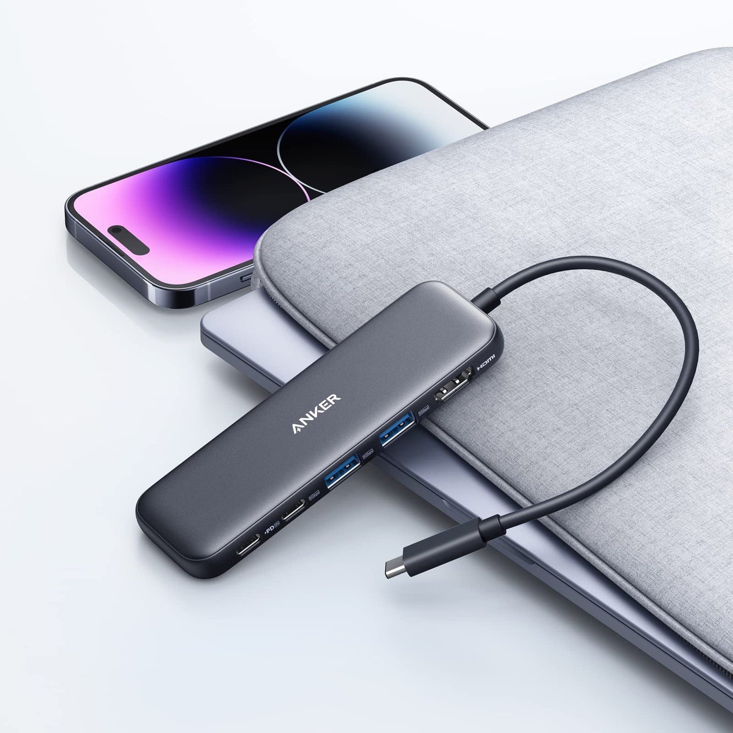 Hub USB-C Anker 332, 2 x USB-A - 2 x USB-C - 1 x HDMI, Grau A8355H11