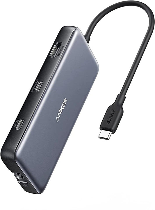 Hub USB-C Anker 555, 2 x USB-A 3.2 - 2 x USB-C - 1 x HDMI - 1 x RJ45 - 1 x SD - 1 x microSD, Grau A83830A2