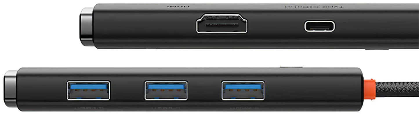 USB-C-Hub Baseus Lite, 3 x USB-A 3.0 – 1 x USB-C – 1 x HDMI, 0,2 m, Schwarz WKQX080201