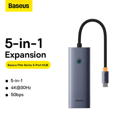 Baseus UltraJoy USB-C Hub, 4 x USB-A 3.0 - 1 x HDMI, Gray B00052809813-00