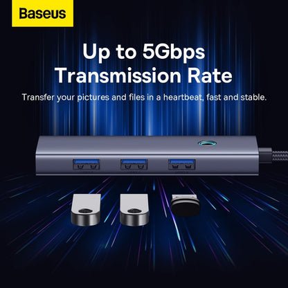 Baseus UltraJoy USB-C Hub, 3 x USB-A 3.0 - 1 x USB-C - 1 x HDMI - 1 x RJ45, Gray B00052807813-00