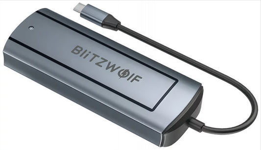 USB-C Hub BlitzWolf BW-Neo TH13, 3 x USB-A 3.0 - 1 x USB-C - 1 x DisplayPort - 1 x SSD-Schnittstelle, Grau